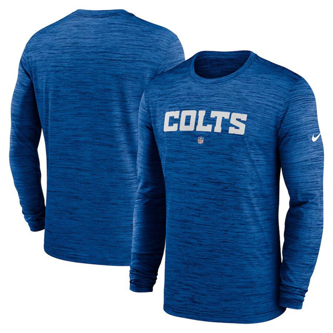 Men's Royal Indianapolis Colts Sideline Team Velocity Performance Long Sleeve T-Shirt